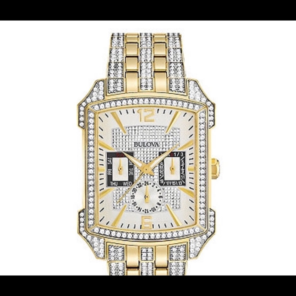 Bulova Men TwoTone Swarovski Crystal Multifunction